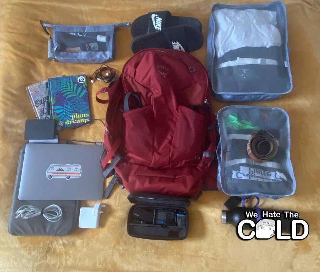 one bag travel packing list electronics